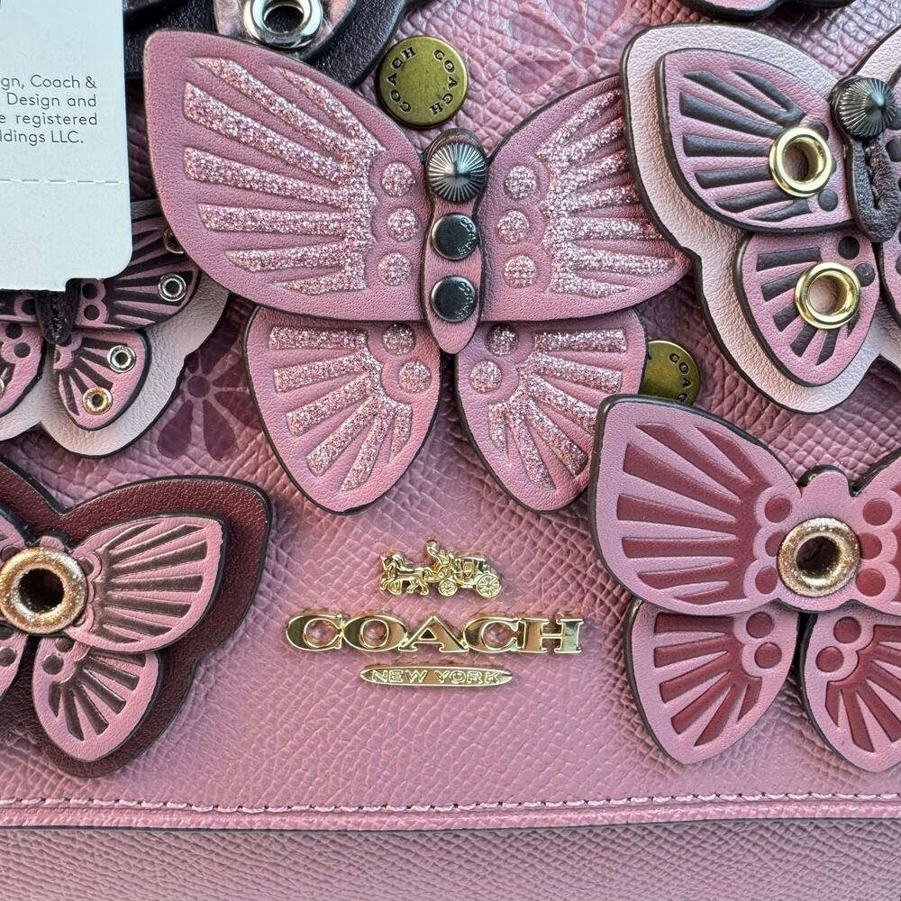 Authentic Coach Klare Butterfly Tea Rose Appliqué Chain Crossbody NWT Rare - Picture 3 of 10